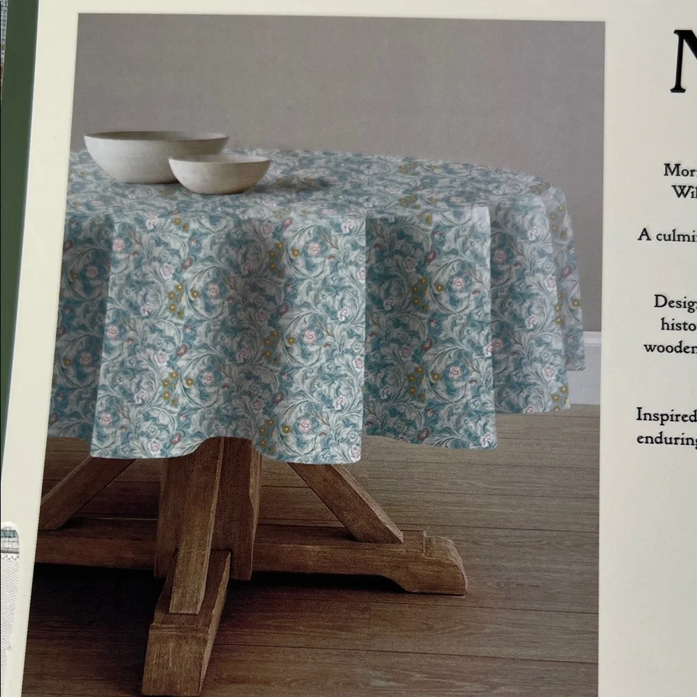 William MORRIS Co Tablecloth Leicester Blue Floral Spring Cotton 70
